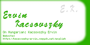 ervin kacsovszky business card